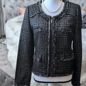Vertigo Paris Black and White Tweed Blazer